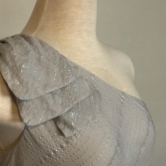 Like-New Club Monaco One-Shoulder Silver/Grey Top - Picture 4 of 14